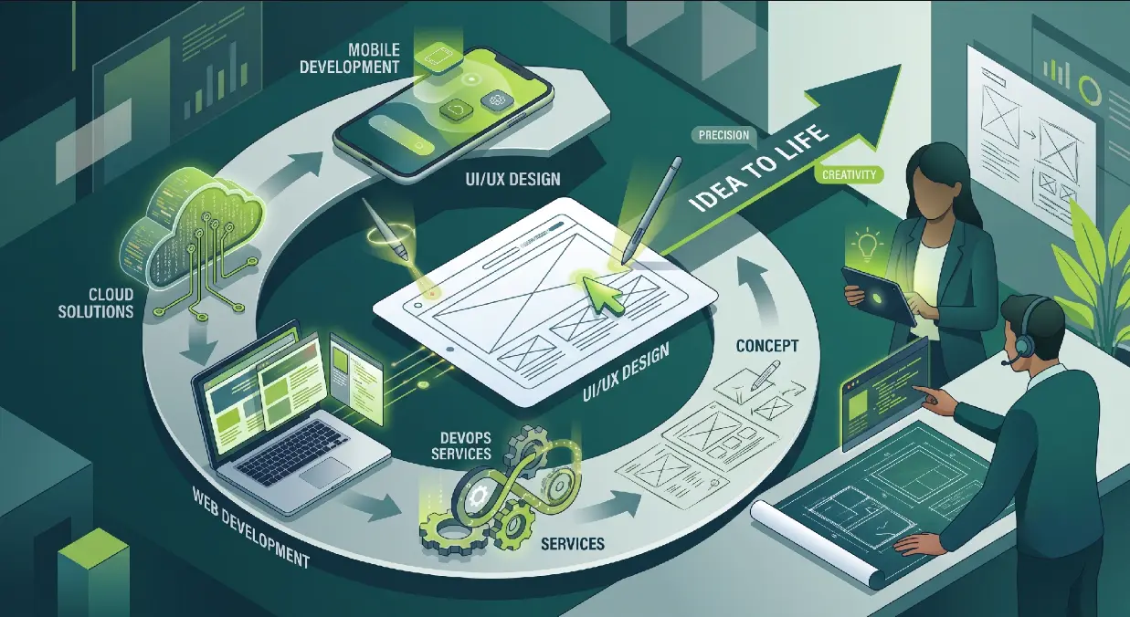 Our expertise spans a wide range of services, from mobile and web development to cloud solutions, UI/UX design, and DevOps services